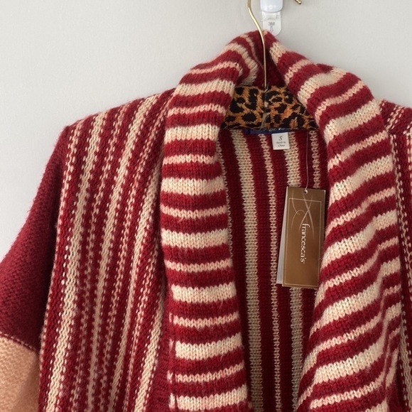 NEW NWT Blue Rain Francesca's Striped Open Front Draped Cardigan Sweater Small - Picture 2 of 8